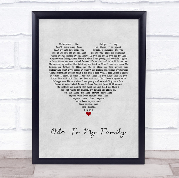 The Cranberries Ode To My Family Grey Heart Song Lyric Wall Art Print