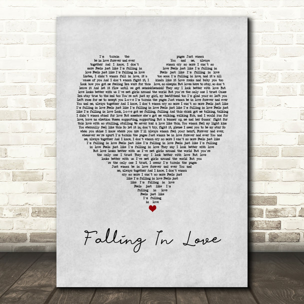 Jessica Lowndes Falling In Love Grey Heart Song Lyric Wall Art Print