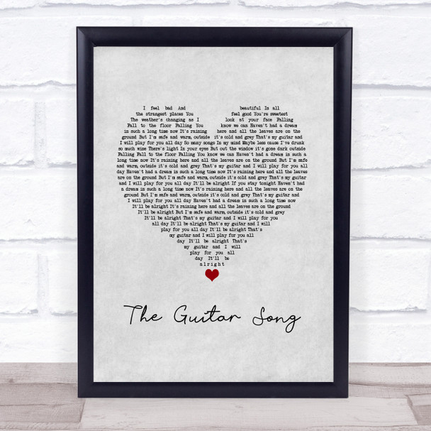 Texas The Guitar Song Grey Heart Song Lyric Wall Art Print