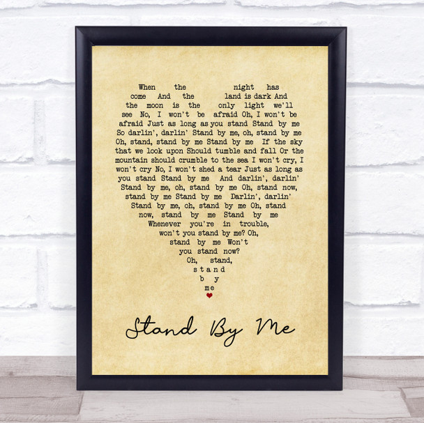 Stand By Me Ben E King Vintage Heart Quote Song Lyric Print