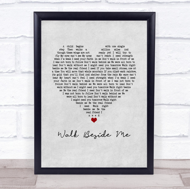 Celtic Woman Walk Beside Me Grey Heart Song Lyric Wall Art Print