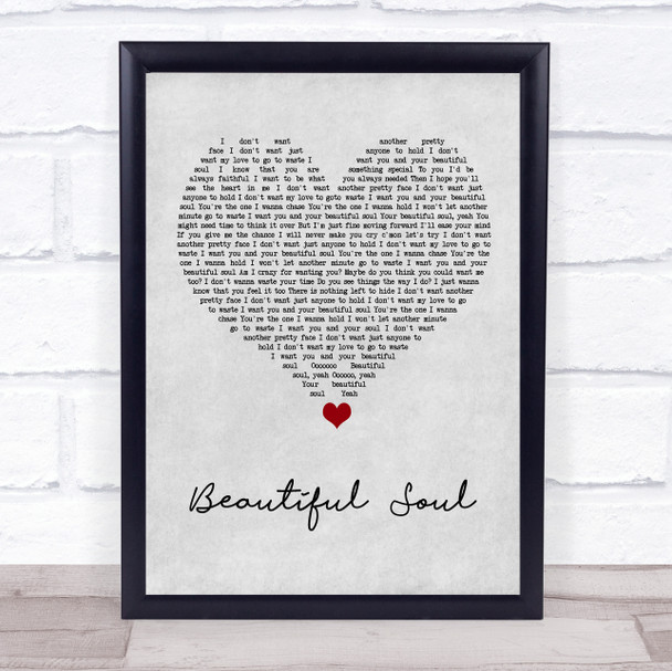 Jesse McCartney Beautiful Soul Grey Heart Song Lyric Wall Art Print