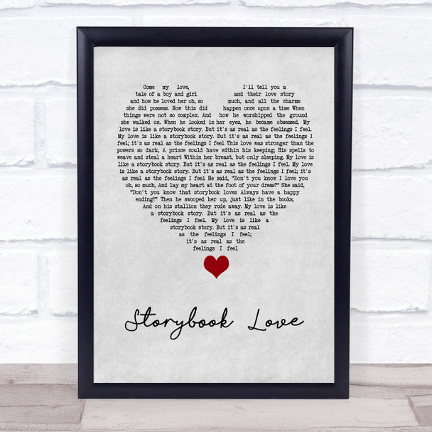 Mark Knopfler & Willy DeVille Storybook Love Grey Heart Song Lyric Wall Art Print