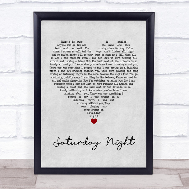 Misfits Saturday Night Grey Heart Song Lyric Wall Art Print