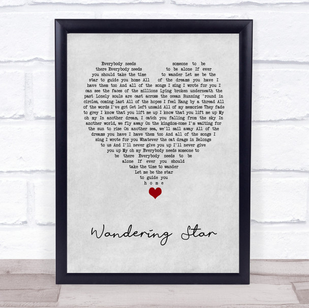 Noel Gallagher's High Flying Birds Wandering Star Grey Heart Song Lyric Wall Art Print