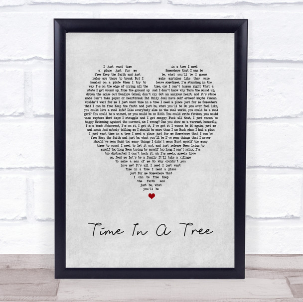Raleigh Ritchie Time In A Tree Grey Heart Song Lyric Wall Art Print