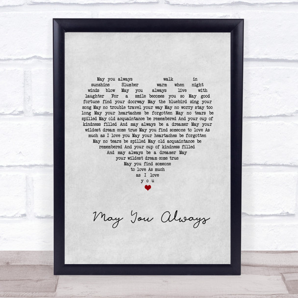 The McGuire Sisters May You Always Grey Heart Song Lyric Wall Art Print