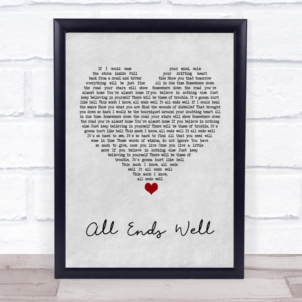 Alter Bridge All Ends Well Grey Heart Song Lyric Wall Art Print
