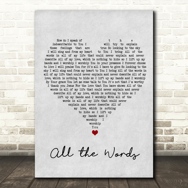 Kutless All the Words Grey Heart Song Lyric Wall Art Print