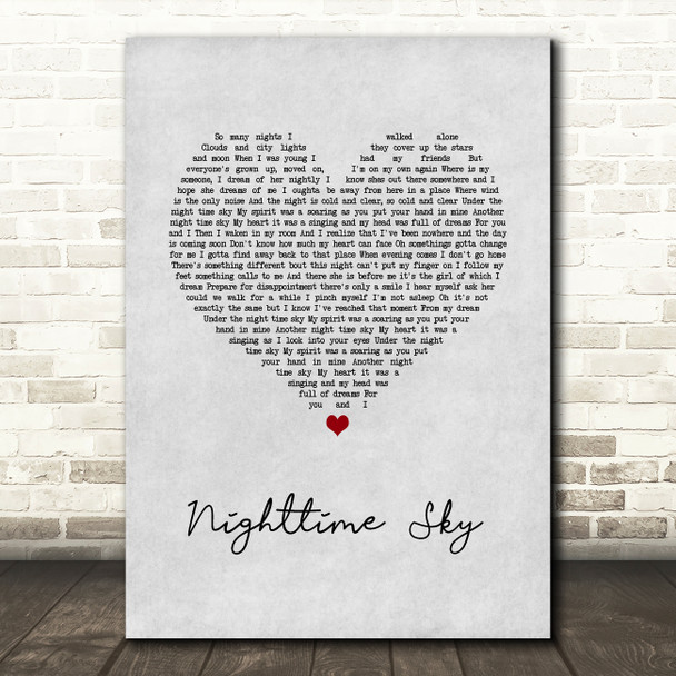 Tiger Army Nighttime Sky Grey Heart Song Lyric Wall Art Print