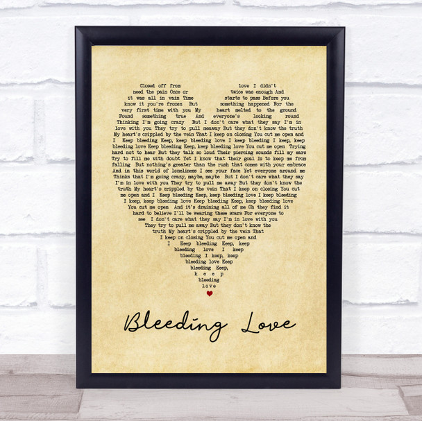 Bleeding Love Leona Lewis Vintage Heart Song Lyric Quote Print