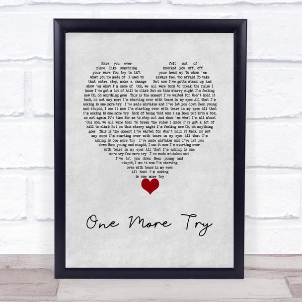 Jessie J One More Try Grey Heart Song Lyric Wall Art Print