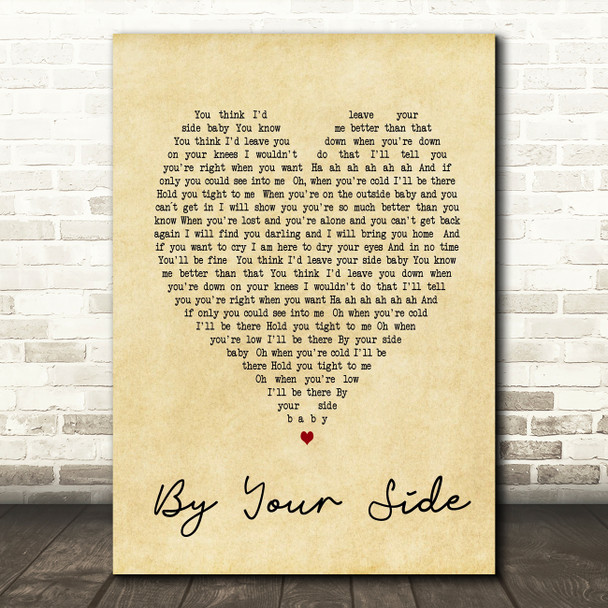 By Your Side Sade Vintage Heart Song Lyric Quote Print