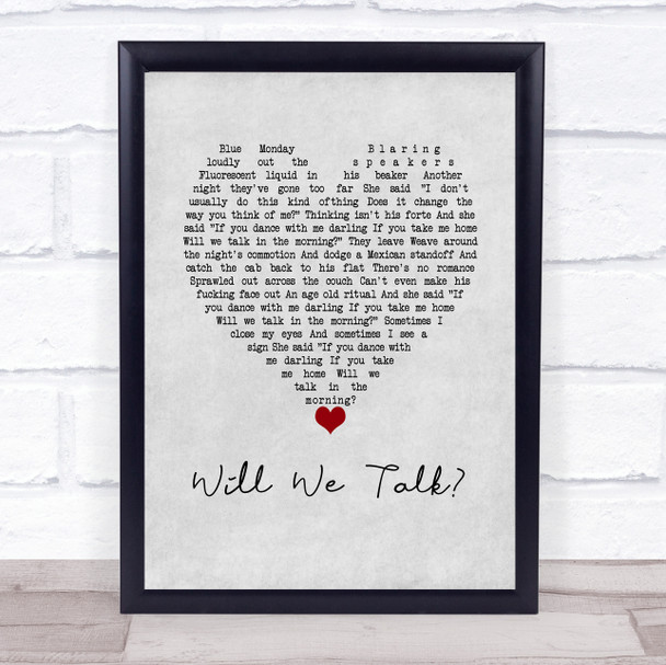 Sam Fender Will We Talk Grey Heart Song Lyric Wall Art Print