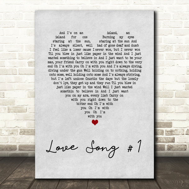 The White Buffalo Love Song #1 Grey Heart Song Lyric Wall Art Print