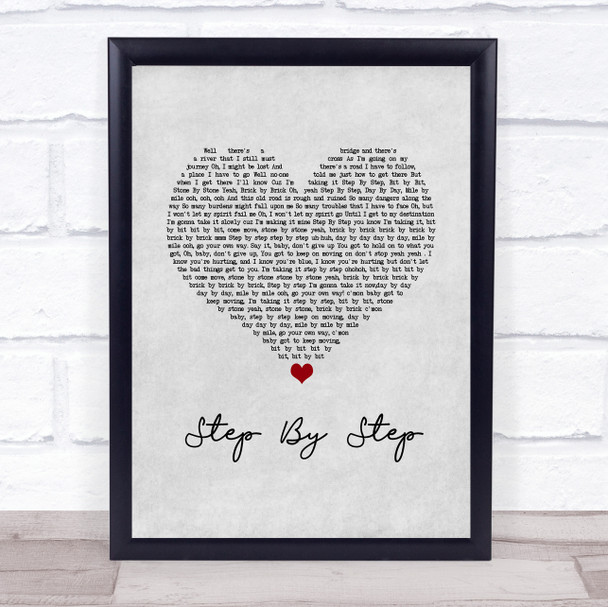 Whitney Houston Step By Step Grey Heart Song Lyric Wall Art Print