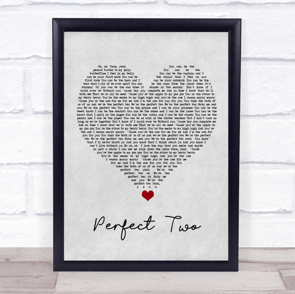 Auburn Perfect Two Grey Heart Song Lyric Wall Art Print