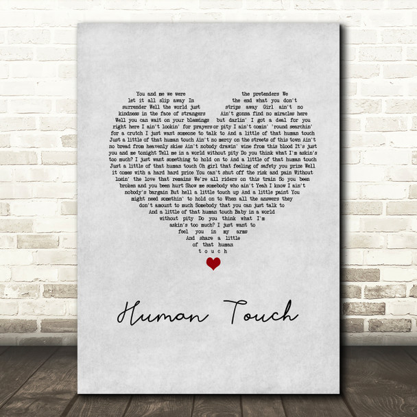 Bruce Springsteen Human Touch Grey Heart Song Lyric Wall Art Print