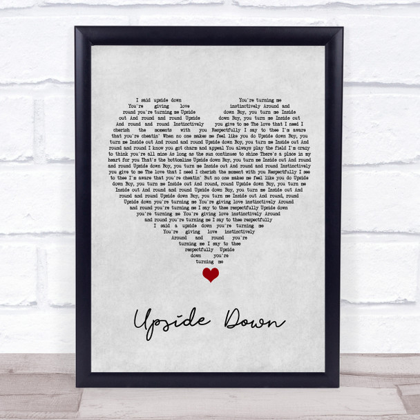 Diana Ross Upside Down Grey Heart Song Lyric Wall Art Print