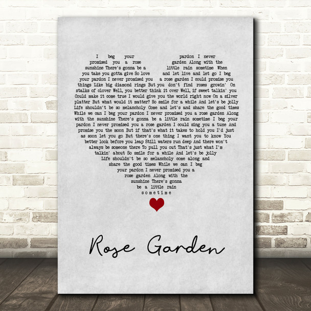 KD Lang Rose Garden Grey Heart Song Lyric Wall Art Print