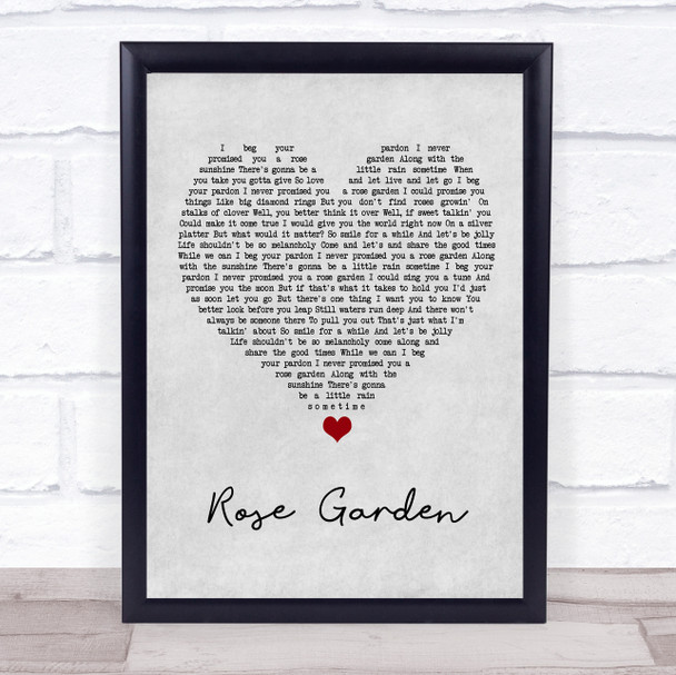 KD Lang Rose Garden Grey Heart Song Lyric Wall Art Print