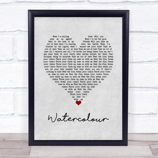 Pendulum Watercolour Grey Heart Song Lyric Wall Art Print
