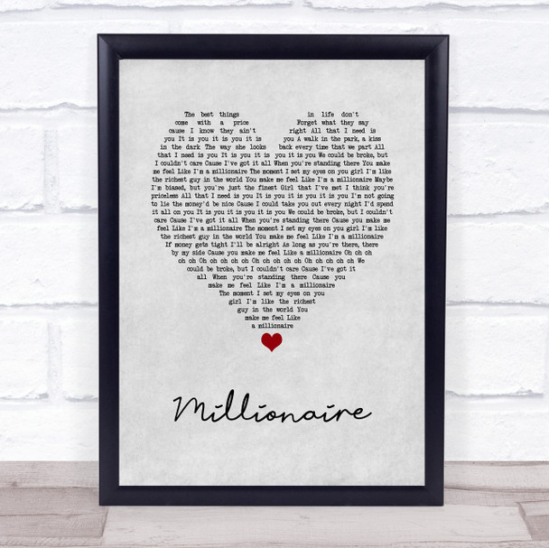 Scouting For Girls Millionaire Grey Heart Song Lyric Wall Art Print