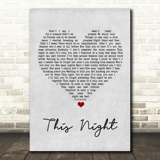 Billy Joel This Night Grey Heart Song Lyric Wall Art Print