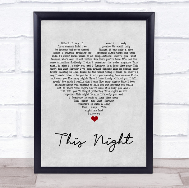 Billy Joel This Night Grey Heart Song Lyric Wall Art Print