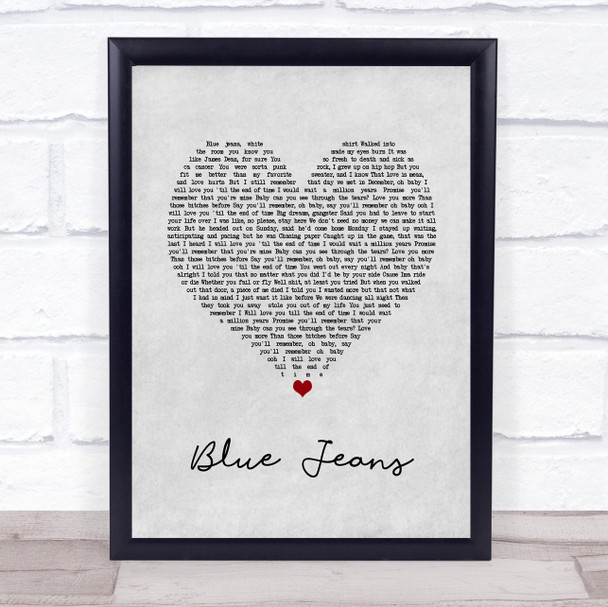 Lana Del Rey Blue Jeans Grey Heart Song Lyric Wall Art Print