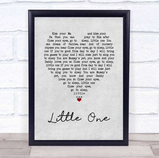 R. Hulme Little One Grey Heart Song Lyric Wall Art Print