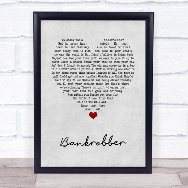 The Clash Bankrobber Grey Heart Song Lyric Wall Art Print