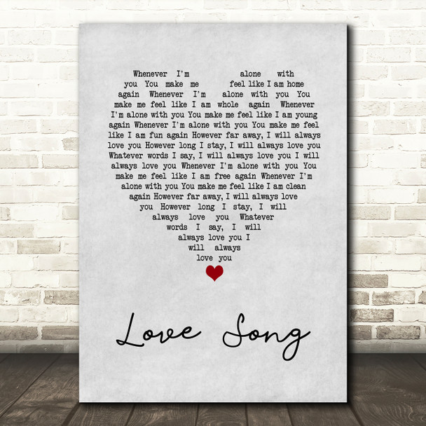 311 Love Song Grey Heart Song Lyric Wall Art Print