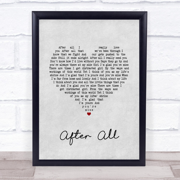 The Frank and Walters After All Grey Heart Song Lyric Wall Art Print