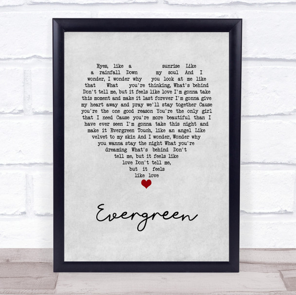 Will Young Evergreen Grey Heart Song Lyric Wall Art Print