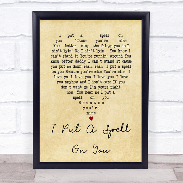 I Put A Spell On You Nina Simone Vintage Heart Song Lyric Quote Print