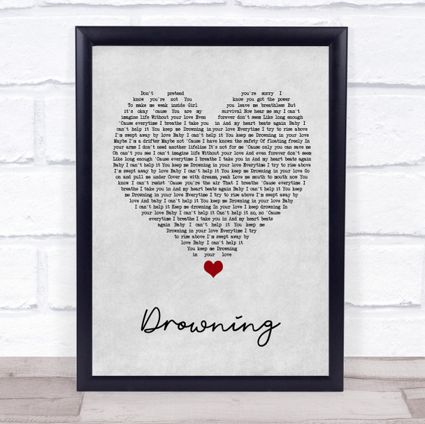 Backstreet Boys Drowning Grey Heart Song Lyric Wall Art Print
