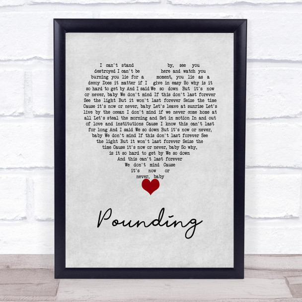 Doves Pounding Grey Heart Song Lyric Wall Art Print