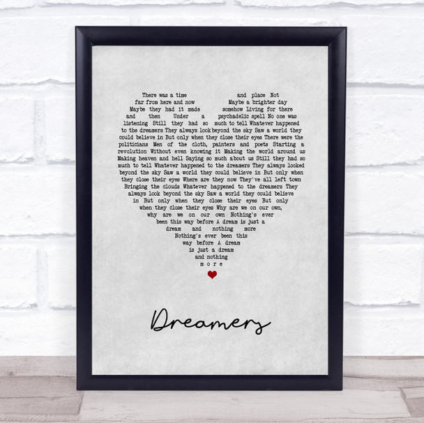 Jack Savoretti Dreamers Grey Heart Song Lyric Wall Art Print