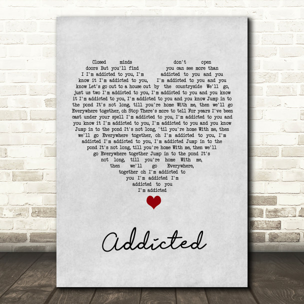 The Night Café Addicted Grey Heart Song Lyric Wall Art Print