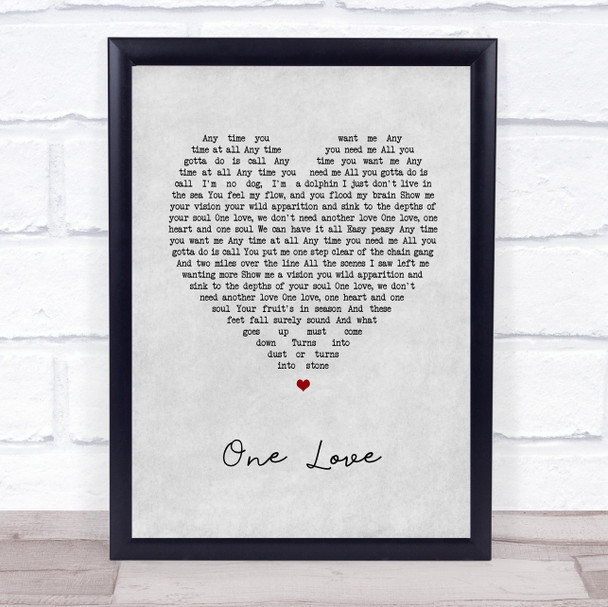 The Stone Roses One Love Grey Heart Song Lyric Wall Art Print