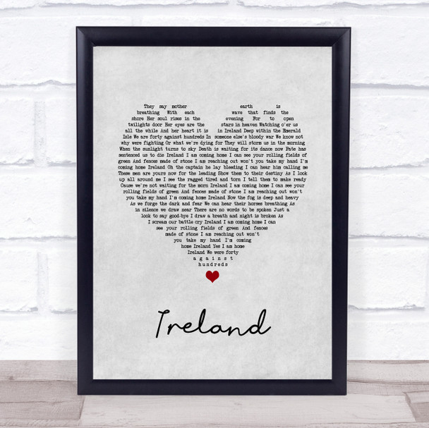 Garth Brooks Ireland Grey Heart Song Lyric Wall Art Print