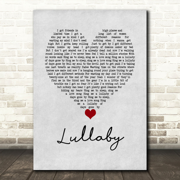 Gerry Cinnamon Lullaby Grey Heart Song Lyric Wall Art Print