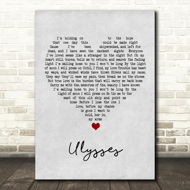 Josh Garrels Ulysses Grey Heart Song Lyric Wall Art Print