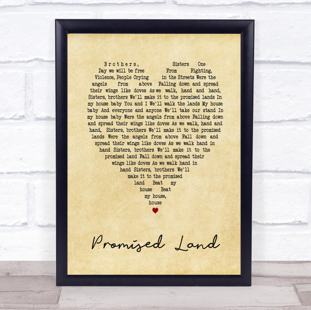 Joe Smooth Promised Land Vintage Heart Song Lyric Quote Print