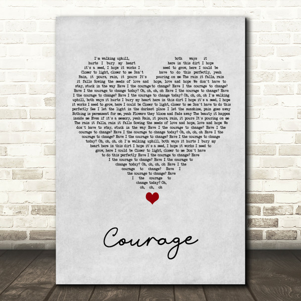 Pink Courage Grey Heart Song Lyric Wall Art Print