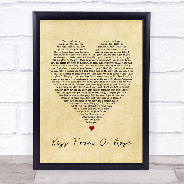 Kiss From A Rose Seal Vintage Heart Song Lyric Quote Print