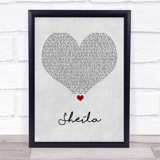 Jamie T Sheila Grey Heart Song Lyric Wall Art Print