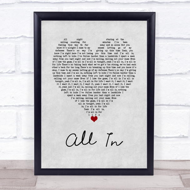 Lifehouse All In Grey Heart Song Lyric Wall Art Print