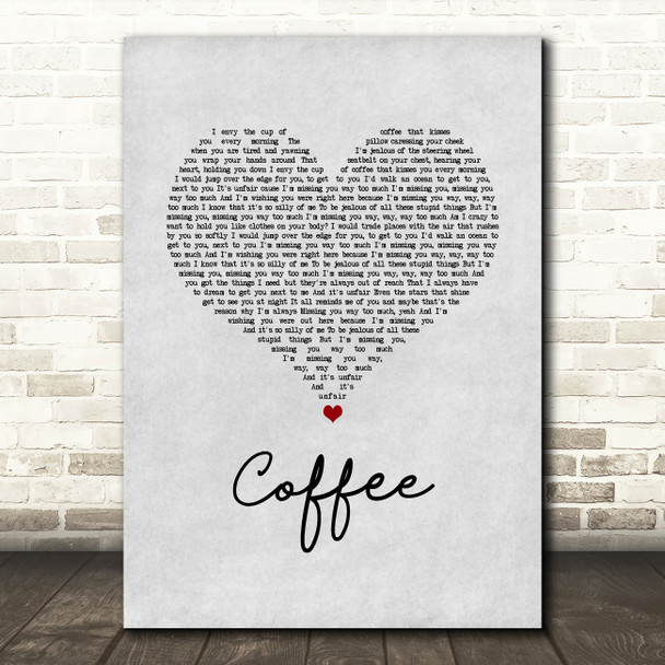 Tori Kelly Coffee Grey Heart Song Lyric Wall Art Print